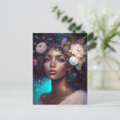 アフリカ系アメリカ人黒女神クイーンファンタジーアートP ポストカード (スタンド正面)