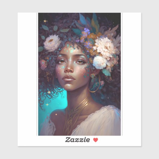 アフリカ系アメリカ人黒女神クイーンファンタジーアートS シール (シート)