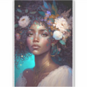アフリカ系アメリカ人黒女神クイーンファンタジーアートS シール (正面)