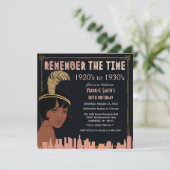 アフリカ系アメリカ人1920年代スタイル誕生日招待状 招待状 (スタンド正面)