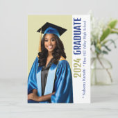 アフリカ系アメリカ人2024年女子卒業おめでとうカード 招待状 (スタンド正面)