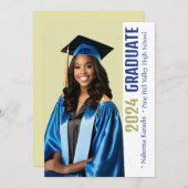 アフリカ系アメリカ人2024年女子卒業おめでとうカード 招待状 (正面/裏面)