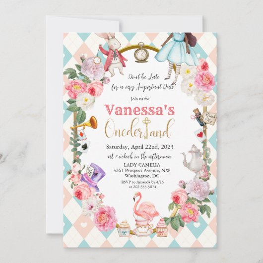 アフリカ系アメリカ人 アリスインワンダーランド 招待状 (正面)