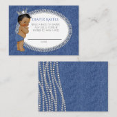 アフリカ系アメリカ人 デニム＆ダイヤモンド おむつくじ エンクロージャーカード (正面/裏面)