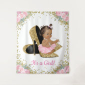 アフリカ系アメリカ人 ハイ ヒール ベイビー シャワーバックドロップ タペストリー (正面)