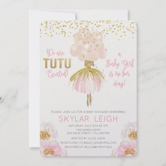 アフリカ系アメリカ人 バレエ 赤ちゃん歓迎会 招待状 (正面)