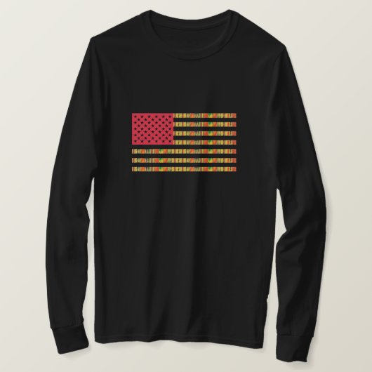 アフリカ系アメリカ人 フラッグ ロングスリーブ Tシャツ (デザイン正面)