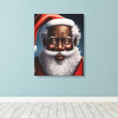 アフリカ系アメリカ人、ブラックサンタクロース キャンバスプリント (インサイチュ (ウッドフロア))