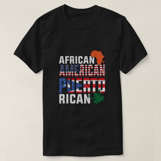 アフリカ系アメリカ人・プエルト州旗 Tシャツ (デザイン正面)