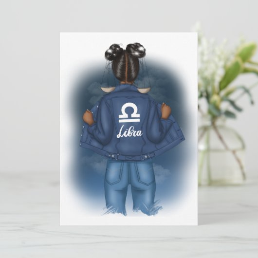 アフリカ系アメリカ人〔占星術の〕十二宮図サイン誕生日パーティー 招待状 (スタンド正面)