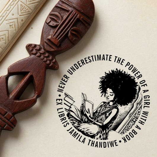 アフリカ系アメリカ人「女の子の力」 Ex Libris Book セルフインキングスタンプ
