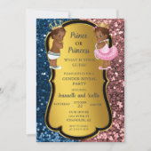 アフリカ系アメリカ人 性別発表 ゴールドグリッター 招待状 (正面)