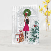 アフリカ系アメリカ人 現代の女性 クリスマスカード カード (黄色い花)