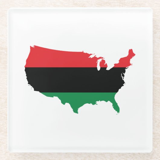 アフリカ系アメリカ人_赤・黒・緑 ガラスコースター (正面)