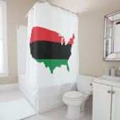 アフリカ系アメリカ人_赤・黒・緑 シャワーカーテン (インサイチュ)
