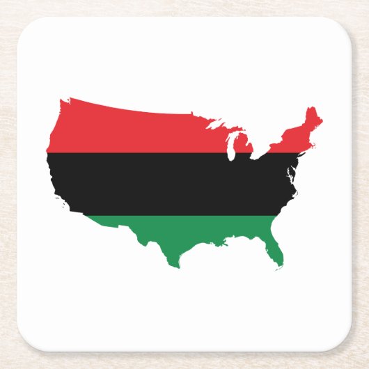 アフリカ系アメリカ人_赤・黒・緑 スクエアペーパーコースター (正面)