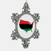 アフリカ系アメリカ人_赤・黒・緑 スノーフレークピューターオーナメント (左)