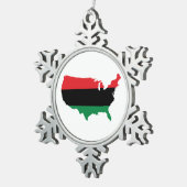 アフリカ系アメリカ人_赤・黒・緑 スノーフレークピューターオーナメント (右)