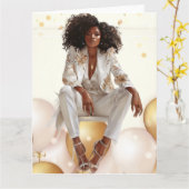 アフリカ系アメリカ人 黒人 クイーン メラニン シスタ ショップ カード (黄色い花)