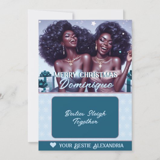 アフリカ系アメリカ人BFFクリスマスプレゼント・カード保持者 招待状 (正面)