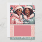 アフリカ系アメリカ人BFFクリスマスプレゼント・カード保持者 招待状 (正面)