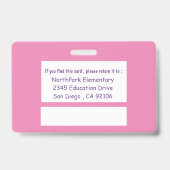 アフリカ系アメリカ人k-12先生ピンクIDバッジ バッジ (裏面)