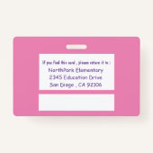 アフリカ系アメリカ人k-12先生ピンクIDバッジ バッジ (裏面)