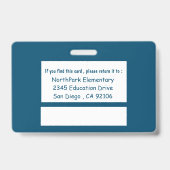 アフリカ系アメリカ人k-12先生青い写真IDバッジ バッジ (裏面)