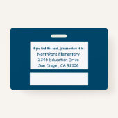 アフリカ系アメリカ人k-12先生青い写真IDバッジ バッジ (裏面)