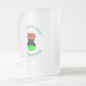 アフリカ系アメリカ国旗のクリスマスエンジェル フロストグラスビールジョッキ (正面左)