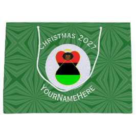 アフリカ系アメリカ国旗のクリスマスエンジェル ラージペーパーバッグ