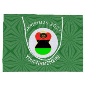 アフリカ系アメリカ国旗のクリスマスエンジェル ラージペーパーバッグ (裏面)