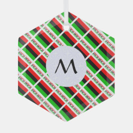 アフリカ系アメリカ国旗のタイル張りイニシャル六角形 ガラスオーナメント