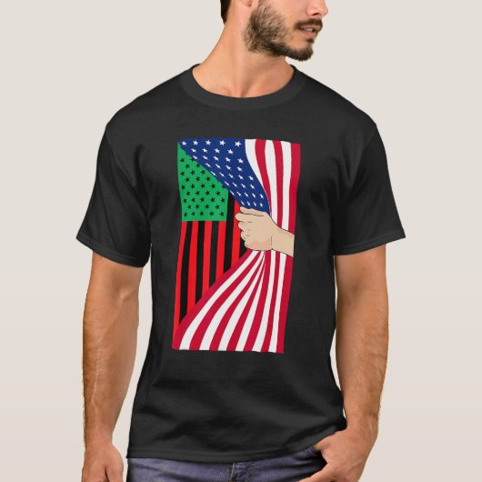 アフリカ系アメリカ国旗パンアフリカ黒解放 Tシャツ (正面)