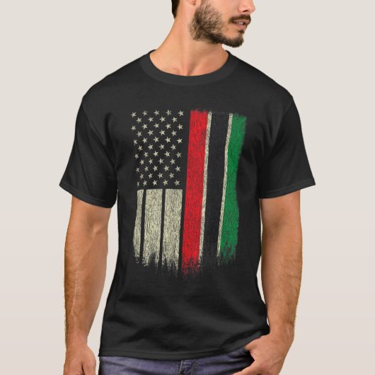 アフリカ系アメリカ国旗汎アフリカ系アメリカ国旗の注意 Tシャツ (正面)