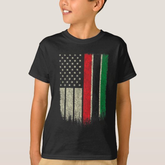 アフリカ系アメリカ国旗汎アフリカ系アメリカ国旗の注意 Tシャツ (正面)
