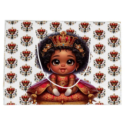 アフリカ系アメリカ王室のプリンセスエレガント ラージペーパーバッグ (裏面)