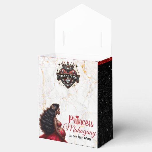 アフリカ系アメリカ王室の人ベビーシャワー赤/黒 フェイバーボックス (オープン)