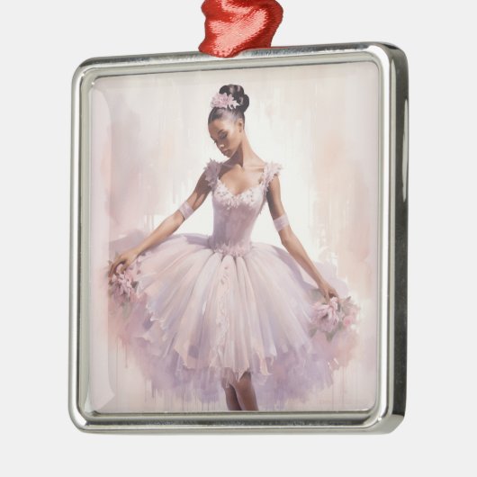 アフリカ系アメリカ砂糖プラム妖精パープルツツ メタルオーナメント (左)