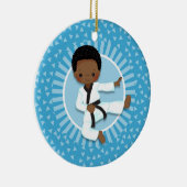 アフリカ系アメリカ空手少年柔道武術術 セラミックオーナメント (右)