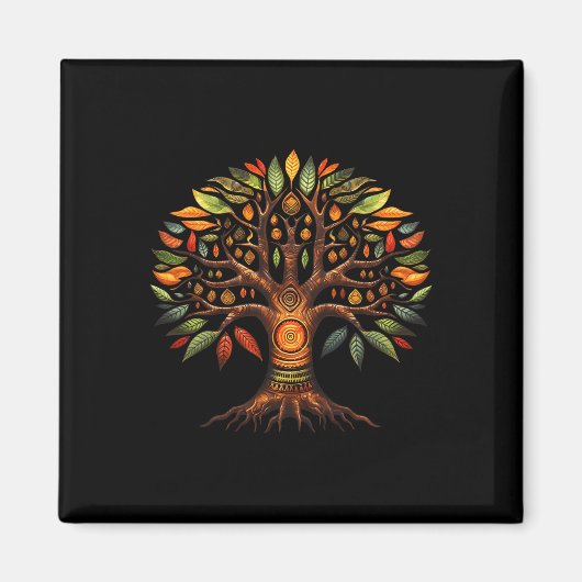 アフリカ系アメリカ賛美人のクワンザの木 マグネット (正面)