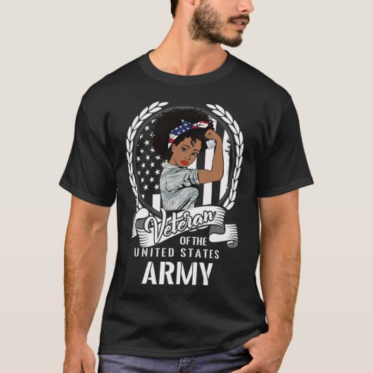 アフリカ系アメリカ軍退役軍人女性黒米少女 Tシャツ (正面)