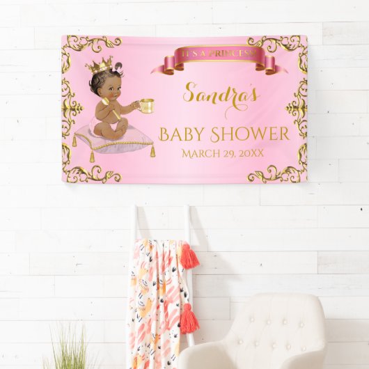 アフリカ系アメリ王室のカプリンセスピンク金ゴールド 横断幕 (インサイチュ)