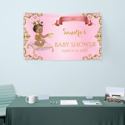アフリカ系アメリ王室のカプリンセスピンク金ゴールド 横断幕 (トレードショー)
