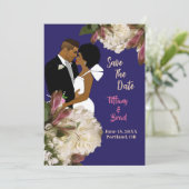 アフリカ系アメリ王室のカ人の結婚カップル セーブザデート (スタンド正面)