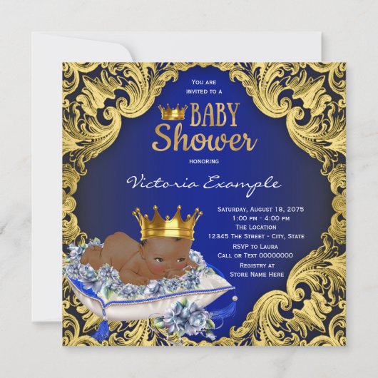 アフリカ系アメリ王室のカ人プリンスベビーシャワー 招待状 (裏面)