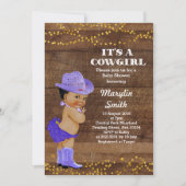 アフリカ系アメリ素朴カ紫女性のカーボーイ赤ちゃんシャワー 招待状 (正面)