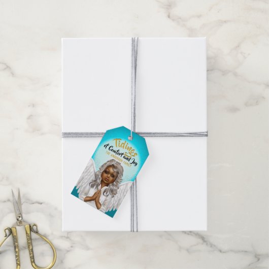 アフリカ系ア祈メリカ人の天使 ギフトタグ (より糸付き)