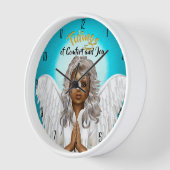 アフリカ系ア祈メリカ人の天使 壁時計 (傾斜)