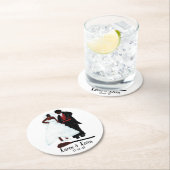 アフリカ系ア結婚メリカ人の「箒を跳ねる」 ラウンドペーパーコースター (インサイチュ)